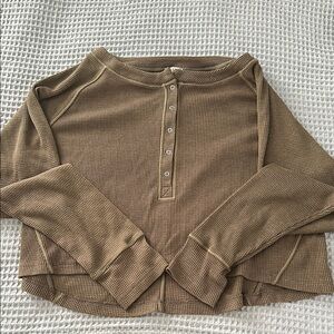 Free People Long Sleeve Henley Top